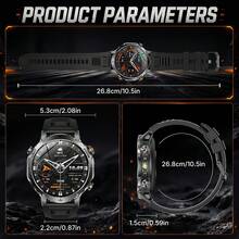 KENPANG Rugged Durable Smart Watch For Men, 1400mAh Massive Battery, Built-In Dual-LED Flashlight, 1.7-Inch Large Screen, IPX8 Waterproof & Drop-Resistant, 100+ Sports Modes, 24/7 Health Monitoring, Sleep Step Tracker, Men's Fitness Tracker, IOS Android - View 11