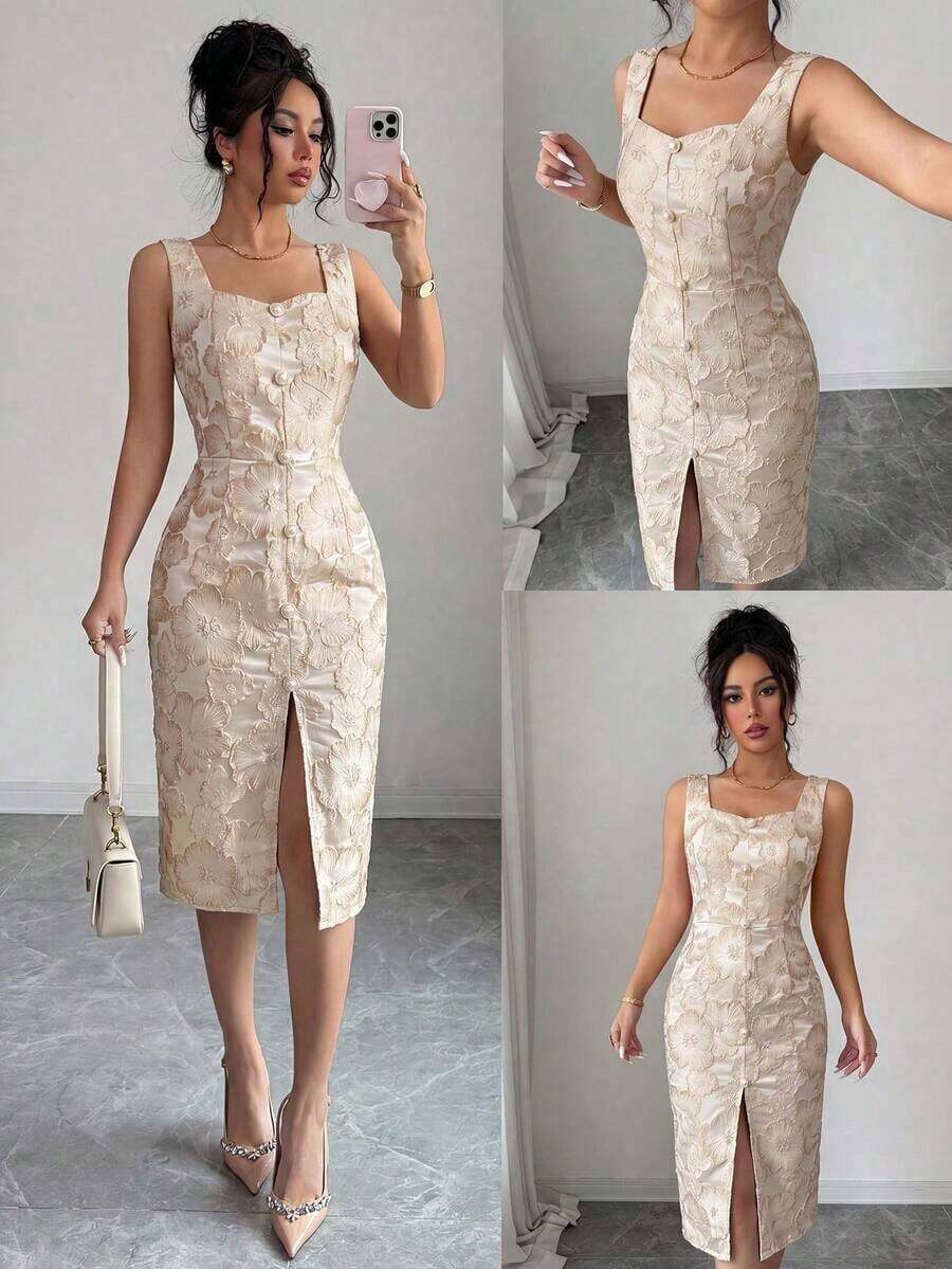 Women Midi Dresses - Pale Yellow - View 1