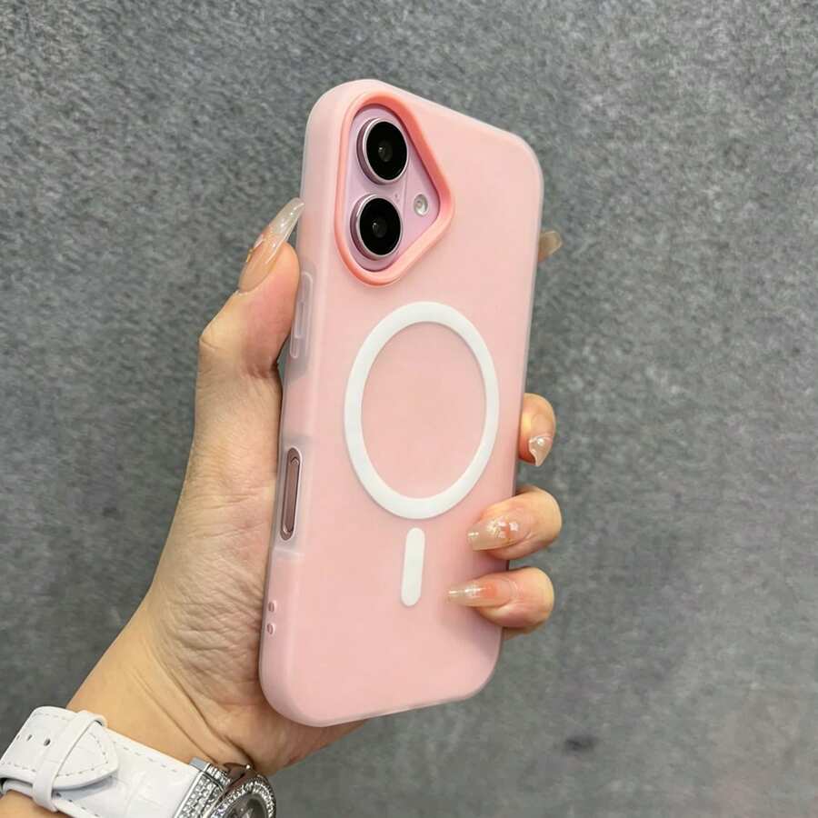 夏季清新色彩果凍感 2 合 1 磁吸手機殼,相容 iPhone 16 17 16e 17e,磨砂防摔硬殼,相容 iPhone 15 14 13 11 16 Pro Max 17 Pro Max 18 Pro Max 12 - 粉色 - 查看 1