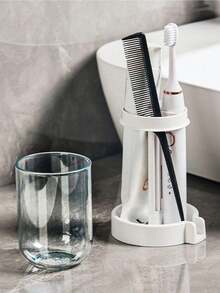 1pc Multifunctional Dust-Proof Toothbrush Cup Set, Drainable Toothpaste And Toothbrush Storage Rack, Countertop Bathroom Accessory, Suitable For Home And Dorm - Multicolor - View 8