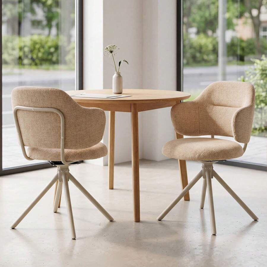 WAHSON OFFICE CHAIRS Swivel Dining Chairs Set Of 2 With Comfy Backrest, Yellow