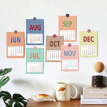 13pcs Colorful Plaid Design 2027 Monthly Calendar Postcards, Calendar Planning Cards, Monthly Calendar Photo Wall Art Decor, Suitable For Office And Home, Mini Calendar Cards, Can Be Used For Scrapbooking And Handmade Crafts - C - View 3