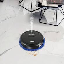 Robot Mop With Self-Emptying Base, 60min Cleaning, 360° Full-Surround Wipe Smart Robot Vacuum Cleaner Sweeping Mopping Smart Mop With Humidifying Function, Wet And Dry Available (White) - Black - View 3