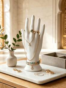 1pc Artistic Hand-Shaped Jewelry Display Stand, Realistic Palm Design Jewelry Holder With Stable Base, Exquisite Gift, Jewelry Display Desktop Ornament - Multicolor - View 9