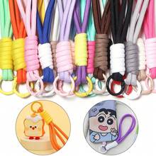 Bộ 4 dây đeo móc khóa handmade đan phối màu colorblock, dây đeo cổ tay chống mất điện thoại tông màu dopamine kèm khóa kim loại, mặt dây treo dây thừng đan handmade, phụ kiện túi cho chìa khóa ô tô và điện thoại - Móc khóa - Xem 4