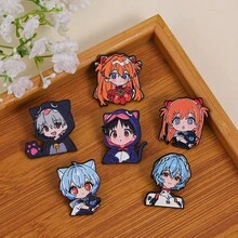 Bộ ghim cài ve áo tráng men nhân vật Anime EVA Q, huy hiệu cài áo hoạt hình dễ thương trang trí ba lô và quần áo, quà tặng cho fan - Nhiều màu - Xem 8