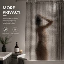 3D Transparent Crystal Plastic Shower Curtain 180*180cm Thin Lightweight Ice Crystal Plastic Bathroom Shower Liner With Plastic Grommets - Grey - View 1
