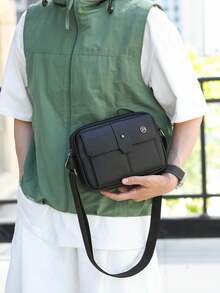 1pc Men's PU Crossbody Bag, Vintage Style Personal Item Storage Bag, Travel & Commute, Perfect Gift For Boyfriend - Crossbody Bag - View 11