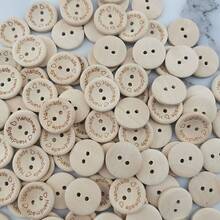 (100pcs/Bag) 2cm Round Double Hole Buttons Home Decor Handmade DIY Clothing Accessories - B-Khaki - View 3
