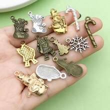20/100pcs Alloy Christmas Charms Mixed Santa Snowman Snowflake Bell Gift Box Pendants For DIY Bracelet Necklace Jewelry Making Supplies - Multicolor - View 2