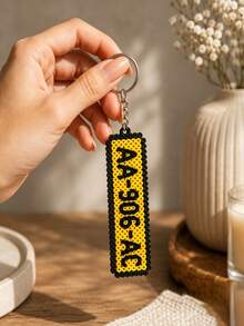 Customized Personalized Text/Name Car License Plate Keychain - Pixel Beads License Plate Design, Customizable Name Or Exclusive Information, Personalized Handmade Pixel Beads Style Pendant, Suitable As Backpack Charm, Luggage Tag Or Car Keyring, Pixel Beads Style, Perfect Gift For Drivers, Car Owners, Or For Graduation, Anniversary, Father's Day And Various Holidays - Multicolor - View 8