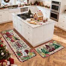 1/2/3pcs Christmas Theme Kitchen Rug, Flannel Kitchen Rug, Comfortable Soft Absorbent Non-Slip Machine Washable With Backing, Suitable For Multiple Scenes: Entryway, Living Room, Bedroom, Kitchen, Dining Room, Bathroom, Laundry Room, Hallway, Christmas Holiday Decoration Home Floor Mat, Multi-Functional Floor Pad - Multicolor - View 7
