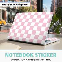 Minimalist Light-Colored Plaid Laptop Skin Kit, Premium Vinyl Film Covers Laptop Top Cover And Palm Rest, Scratch-Resistant And Waterproof, Easy To Remove Without Residue, Compatible With Most 15.5" And Smaller Laptops - View 12