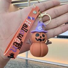 Halloween Pumpkin Cartoon Keychain, Soft Rubber Material Small Accessory, Cute Creative Car Pendant Or Key Ring, Adorable Spooky Charm For Handbag Backpack Purse, Party Favor Gift For Friends Kids Adults, Unique Funny Home Decoration - Multicolor - View 3