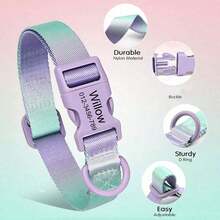 Adjustable Soft Nylon Pet Collar For Small, Medium And Large Dogs - Fashionable Color Block, Stylish And - Multicolor - View 2