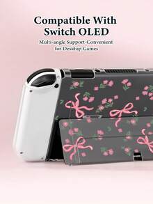 Ayotu Floral & Bow Switch Transparent Protective Case, Compatible With New Switch 2 (2025)/Switch NS/Switch OLED, Can Be Used On Dock Without Removing Protective Case, Universal Game Controller Protective Cover, Switch Game Accessories, Anti-Drop Anti-Scratch, Birthday Gift & Christmas. - View 3