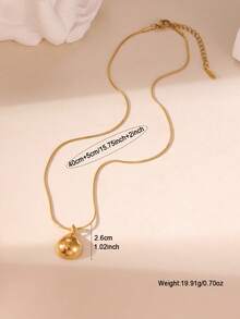 GEREIT 1pc/3pcs 18K Gold Plated Stainless Steel Polished Curved Tube Round Spoon Gold Bar Necklace - Gold - View 2