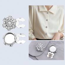 1/2/4pcs 22mm Women's Rhinestone Button Covers, Crystal Button Covers, Detachable Clip-On Button Covers, Crystal Decorative Buttons For Clothing, Lead-Colored - Multicolor - View 2