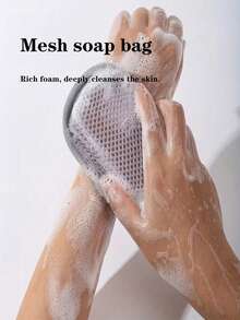 2pcs Double-Sided Soap Foaming Net Bag, Exfoliating Shower Sponge, Lathering Soap Pouch For Bath And Body Cleansing - Multicolor - View 2