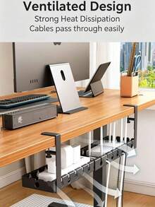 Upgraded Drill-Free Desktop Cable Management Tray, Home Storage Organizer - Suitable For Organizing Cables, Power Strip Brackets, And Equipped With Cable Ties And Mounting Clips. Wall-Mounted Hidden Cable Channel Rack, Adjustable Length Cable Shelf, Desktop Organizer Storage Rack, Router And Data Cable Bracket, Cable Management Box. Perfect For Home, Office, Desk, Bedroom And Living Room Use. - View 5
