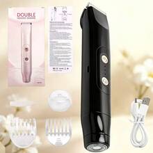 2-In-1 Dual-Head Women's Electric Shaver, USB Rechargeable, Waterproof, Portable Body Hair Trimmer For Bikini Area, Underarms And Legs - Black - View 9