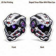 1 PC Futuristic Mecha Helmet Graphic Print 2D Flat Printing Shaped Stuffed Throw Pillow Decorative Cushion Pillow For Gift Bedroom Sofa Room Party Decor - Multicolor - View 7