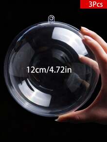 3pcs Clear Acrylic Decorative Balls, Reusable Handmade Balls For Christmas Tree New Year Holiday Decoration, Transparent Fillable Christmas Tree Ornaments, Wedding Party, DIY Decoration, Create Festive Home And Party Atmosphere - Transparent - View 6