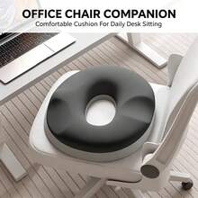 1pc Ergonomic Donut Seat Cushion For Office Chair, Soft Support Pillow, Hip And Waist Protection, Suitable For Postpartum, 10-Hour Long Sitting, Driving And Desk Work, Polyester Material, Machine Washable, Enhances Sitting Comfort - O-shaped Cushion - View 1