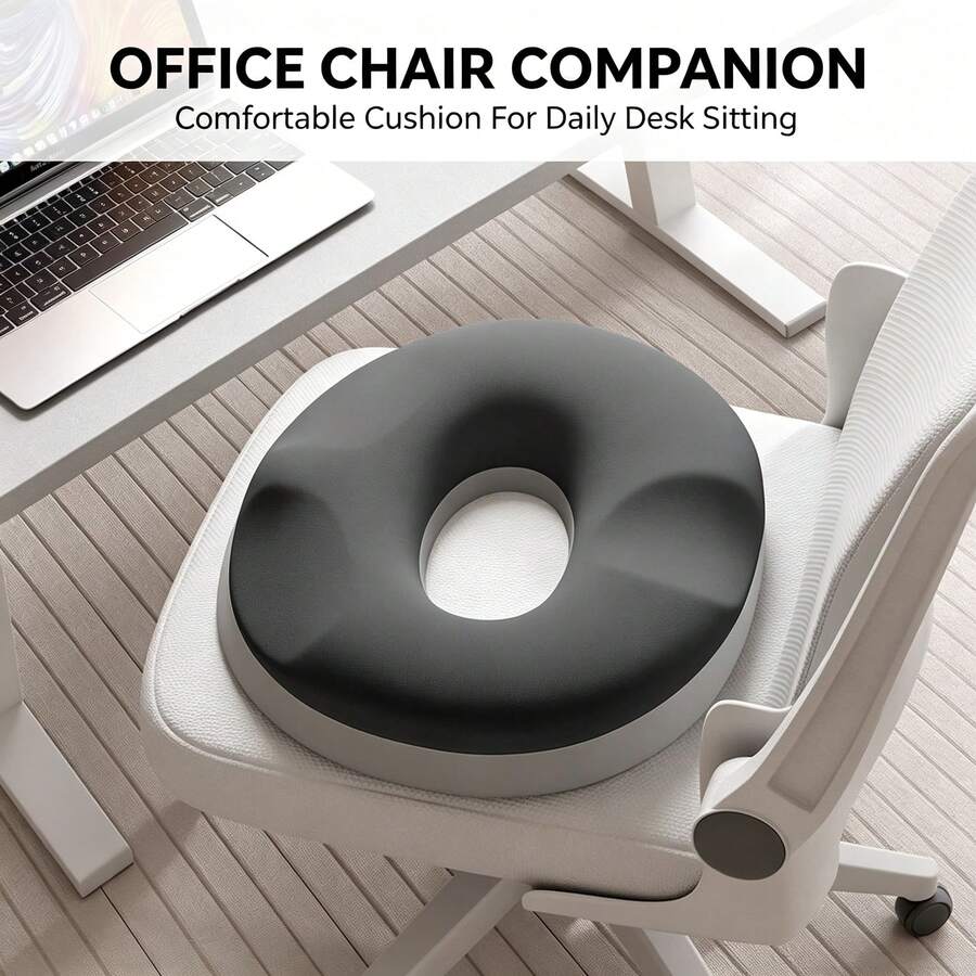 1pc Ergonomic Donut Seat Cushion For Office Chair, Soft Support Pillow, Hip And Waist Protection, Suitable For Postpartum, 10-Hour Long Sitting, Driving And Desk Work, Polyester Material, Machine Washable, Enhances Sitting Comfort - O-shaped Cushion - View 1