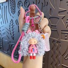 Cartoon Curly Hair Doll Keychain Pendant Cool Couple Character Charm Cute Bag Hanging Chain Creative Small Gift 1pc/2pcs,Purse Charms - Multicolor - View 17