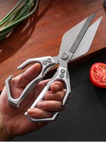 Kitchen Scissors, Multi-Function Heavy Duty Kitchen Scissors, Japanese High Carbon Steel Cooking Scissors, Suitable For Chicken, Meat, Seafood, Bone Cutting (Silver) - Multicolor - View 6