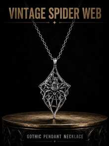 European And American Cross-Border Punk Gothic Hip-Hop Dark Cool Personalized Spider Distressed Pendant Necklace - Silver - View 1