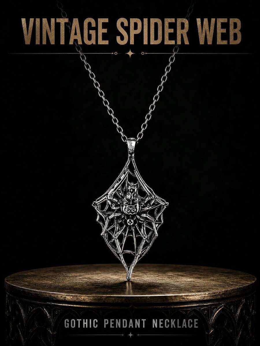 European And American Cross-Border Punk Gothic Hip-Hop Dark Cool Personalized Spider Distressed Pendant Necklace - Silver - View 1