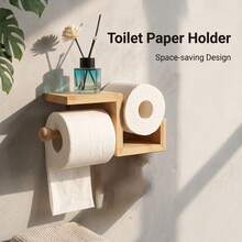 Toilet Paper Holder Toilet Tissue Box Storage Rack Wall Mounted Installation Tissue Dispenser Bathroom Roll Paper Holder Toilet Paper Rack Bathroom Tissue Holder Multi-Functional Storage Shelf - Apricot - View 1