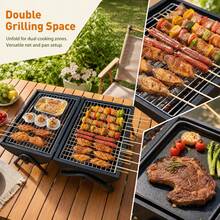 Portable Folding Outdoor Charcoal Grill With Double-Sided Griddle Pan For Home And Camping - View 4