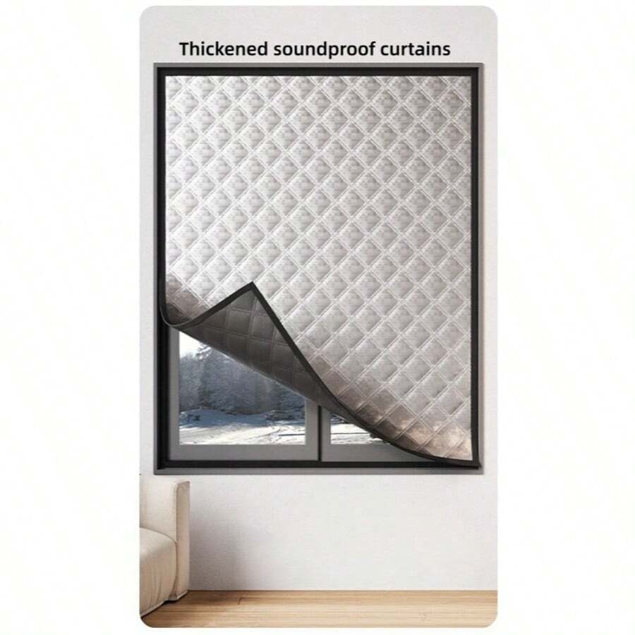 Winter Windproof & Warm Curtains | Thickened Aluminum Foil Insulation Film Bedroom Sealing Wind Blocker No-Drill Installation - Silver-faced Black-edged Thickened Curtains - View 1