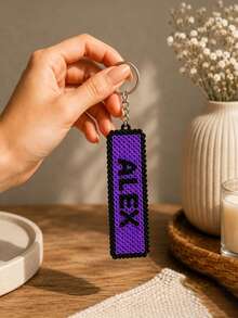Customized Personalized Text/Name Car License Plate Keychain - Pixel Beads License Plate Design, Customizable Name Or Exclusive Information, Personalized Handmade Pixel Beads Style Pendant, Suitable As Backpack Charm, Luggage Tag Or Car Keyring, Pixel Beads Style, Perfect Gift For Drivers, Car Owners, Or For Graduation, Anniversary, Father's Day And Various Holidays - Multicolor - View 16