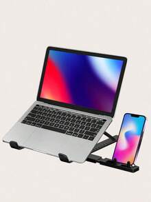 Foldable Portable Laptop Tablet Phone Stand With Extended Phone Holder, Adjustable Cooling Stand, Extended Phone Base, Portable Laptop Storage Lifting Base, Easy Installation, Convenient To Carry, Sturdy And Durable, Good Ventilation And Heat Dissipation, Suitable For Office, Home And Travel Use. Multiple Styles Available. Perfect Gift For Family And Friends - View 2