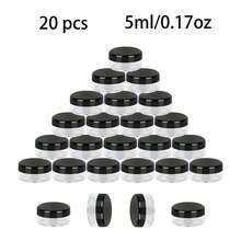 20pcs Round Plastic Cosmetic Containers With Lids, Suitable For Creams, Lotions, Samples, 3/5/10/15/20ml (Black Lids) - Black-1 - View 8