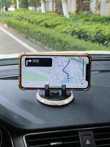 Bling Car Phone Holder For Dashboard, 360° Rotatable Adjustable Cell Phone Mount, Fashion Decorative Car Interior Accessory, Stable Non‑Slip Smartphone Stand For Driving Navigation - Multicolor - View 3