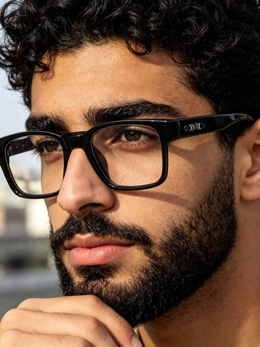1pc Unisex Vintage Square Metal Frame High Quality Minimalist Fashion Eyeglasses For Reading Phone, Computer, Daily Wear - Clear - View 1