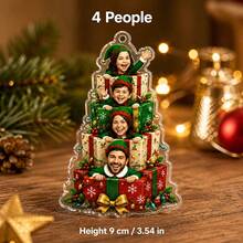 1pc Customized Family Face Christmas Ornament, Personalized Christmas Elf Gift Box Acrylic Pendant, Fun 1-5 Person Photo Keepsake, Holiday Gift, Christmas Tree Decoration, Christmas Gift - Multicolor - View 10