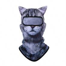 1pc New Cat Ear Print Balaclava Head Cover, Breathable Animal Full Face Mask, UV Protection Neck Scarf, Suitable For Outdoor Cycling, Sports And Cosplay, Motorcycle, Electric Scooter, Bicycle, 3D Animal Pattern, Funny Mask, Unisex, Isolates Particles And Dust, Smooth Breathing, Large Air Holes, Mesh Fabric, Breathable And Not Stuffy - Multicolor - View 10
