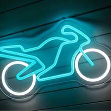 Cool Racing Motorcycle Line Neon Decorative Light USB Acrylic Backplate Motorcycle Enthusiast Room Background Glowing Sign USB Powered - Style 1 - View 2
