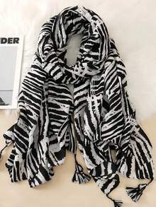 1PC Zebra Pattern Women's Scarf - Multicolor - View 1
