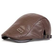 1pc Men's JAMONT Letter Patch PU Leather Adjustable Beret Hat, Outdoor Casual Cap For Spring/Autumn Travel, Beach, Party - Multicolor - View 11