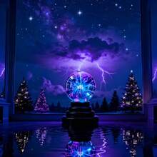 Smart Touch Plasma Lightning Ball Lamp, USB Powered & Battery Dual Power (Battery Not Included), Interactive Plasma Ball With Fingertip Touch Sensor, Black Base Science Experiment Decor Night Light, Suitable For Home Decoration, Holiday Gift, Creative Lighting - Magic Ball Light - View 7