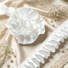 Satin Ruffle Ribbon 2M/5M/10M 4cm, White Pleated Trim, Suitable For Sewing Crafts, Skirt Hem, Hair Bows, Party Decoration - Satin Ruffle Ribbon - View 5