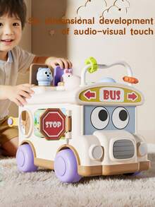 Toddler Bus Toy Interactive Activity Bus With Touch Function, Shape Matching And Animal Pop-Up Toy, Travel Toy, Sensory Toy, Children's Toy, Montessori Toy - Multicolor - View 8