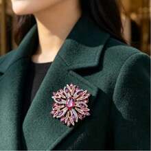 1pc Luxury Fashion Floral Brooch Women Elegant Exaggerated Flower Brooch Accessory Party Pin - Violet Purple - View 4